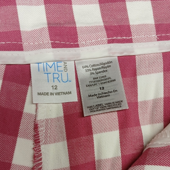 Time and Tru Pink Gingham Ankle Pants | Size 12 - Picture 2 of 10
